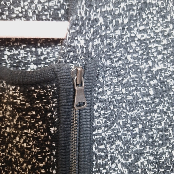 Loft Black Tweed Asymmetrical Full Zip Moto Sweater Jacket Size Small - Picture 6 of 11